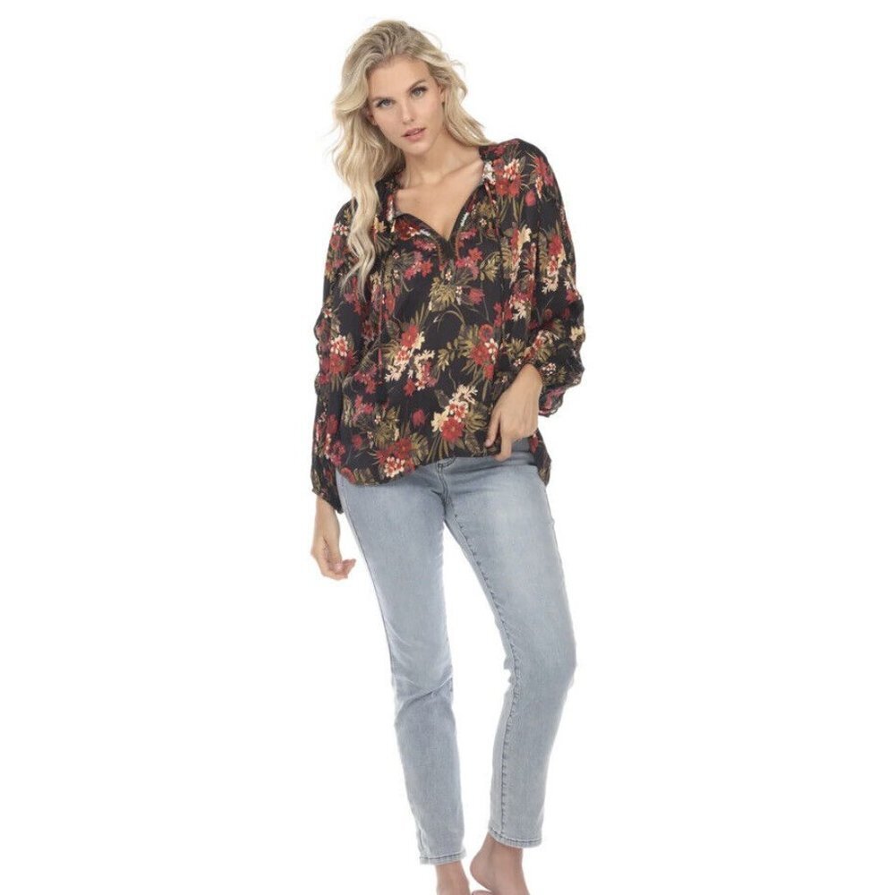 Johnny Was Workshop Ruffle Detail Floral Long Sleeve Blouse Chic size L - Picture 6 of 7
